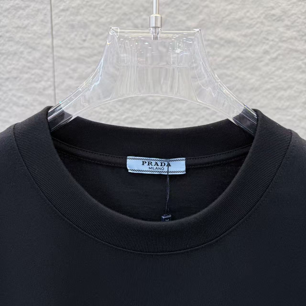 Prada 2026 Laser Burnout Patch Embroidery Unisex T-Shirt（NEW）