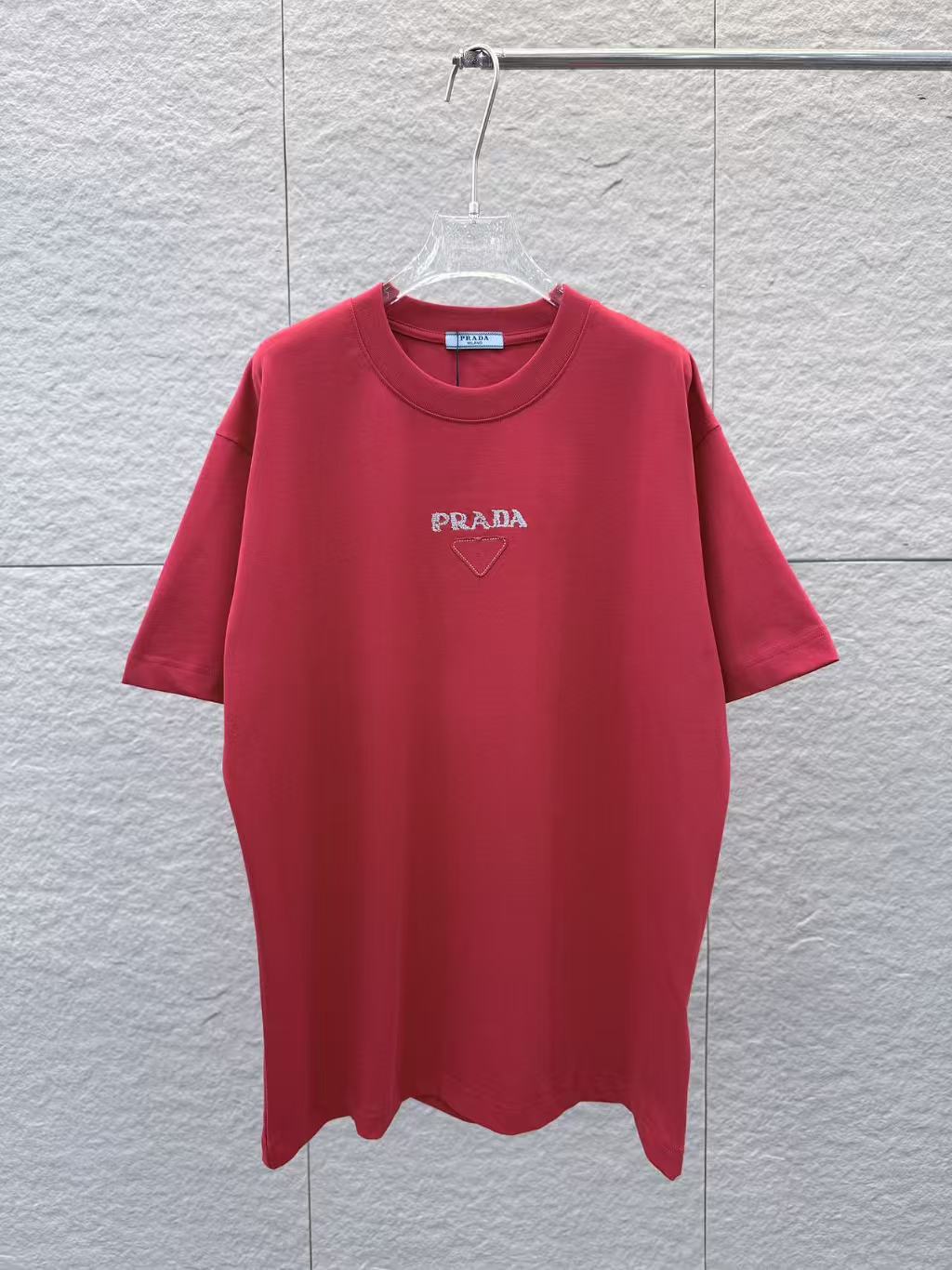 Prada 2026 Laser Burnout Patch Embroidery Unisex T-Shirt（NEW）