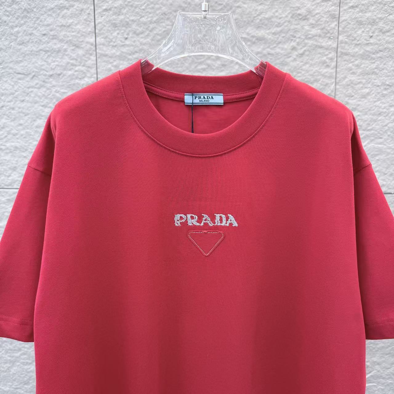 Prada 2026 Laser Burnout Patch Embroidery Unisex T-Shirt（NEW）