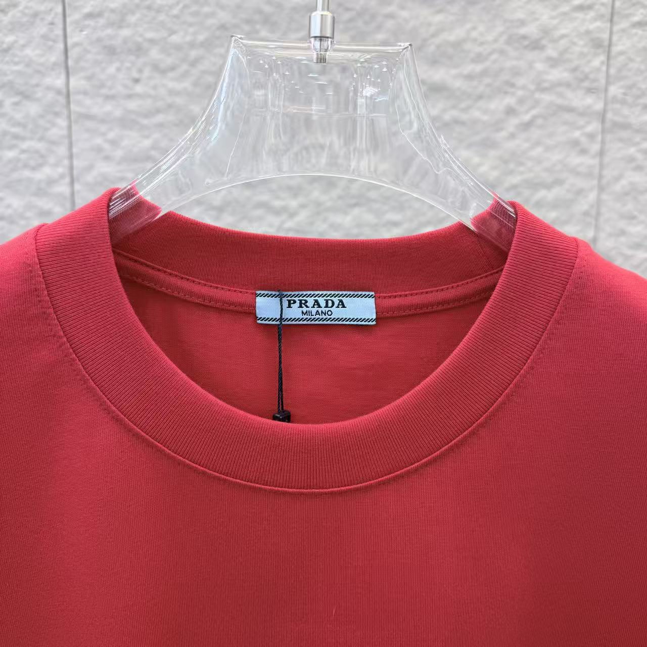Prada 2026 Laser Burnout Patch Embroidery Unisex T-Shirt（NEW）
