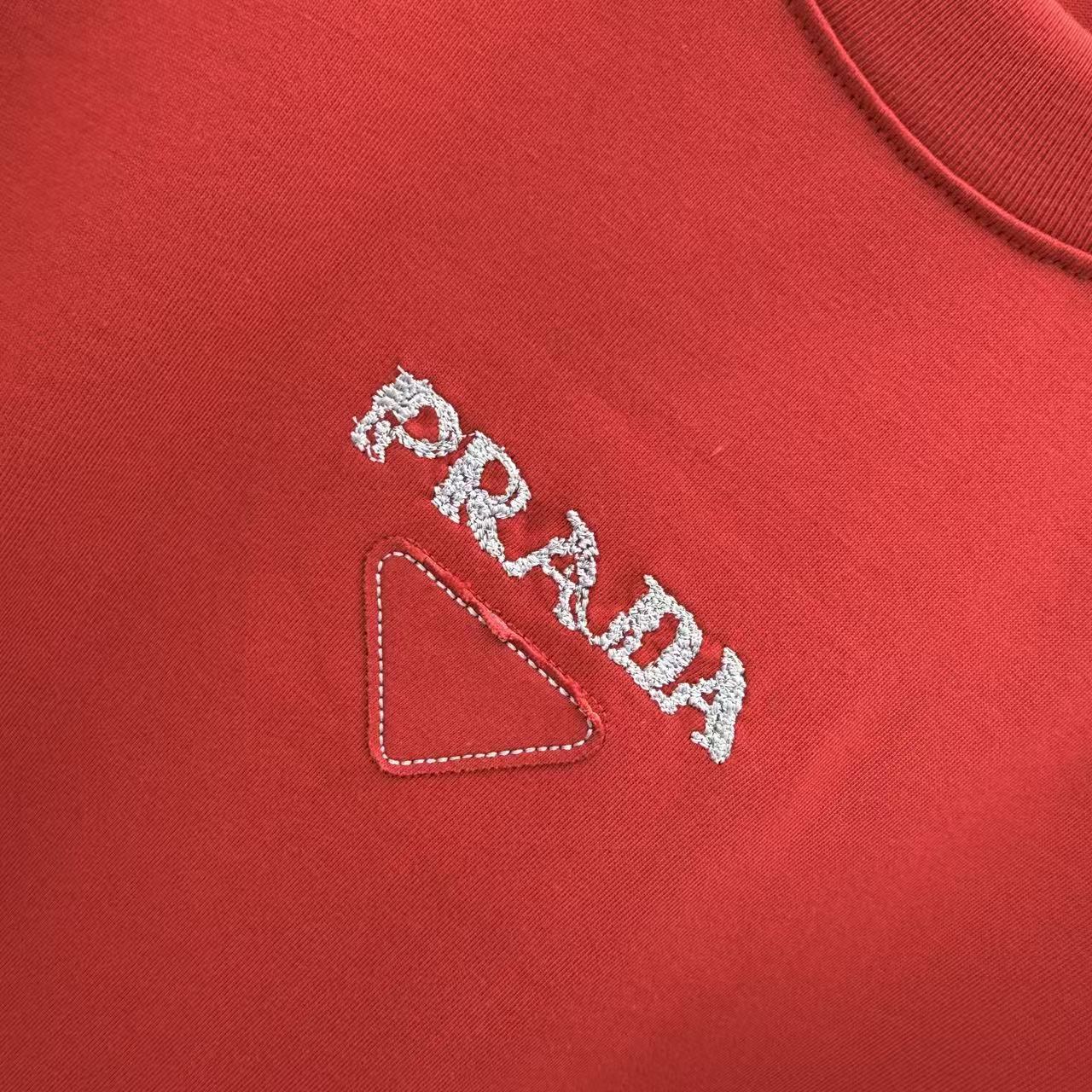 Prada 2026 Laser Burnout Patch Embroidery Unisex T-Shirt（NEW）