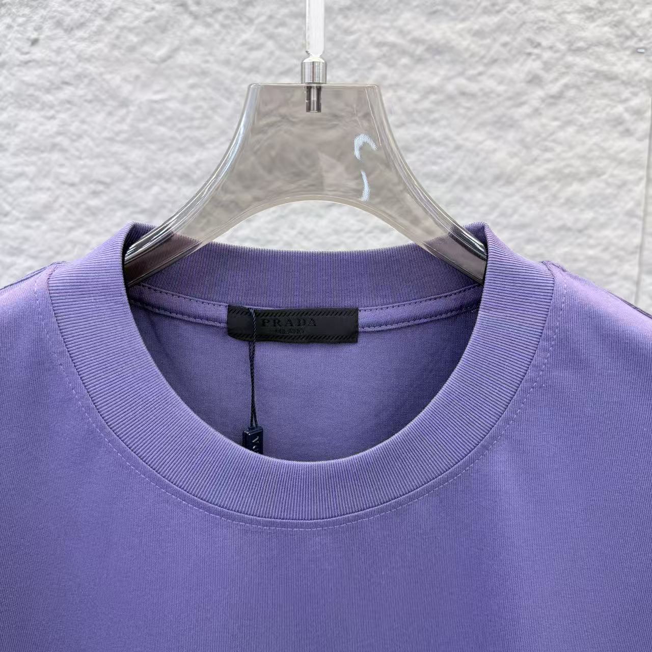 Prada 2026 Triangle Logo Flocked Unisex T-Shirt